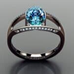 Blue Diamond Stone Brilliant Design Platinum Jewelry Ring Blue Diamond Stone Brilliant Design Platinum Jewelry Ring