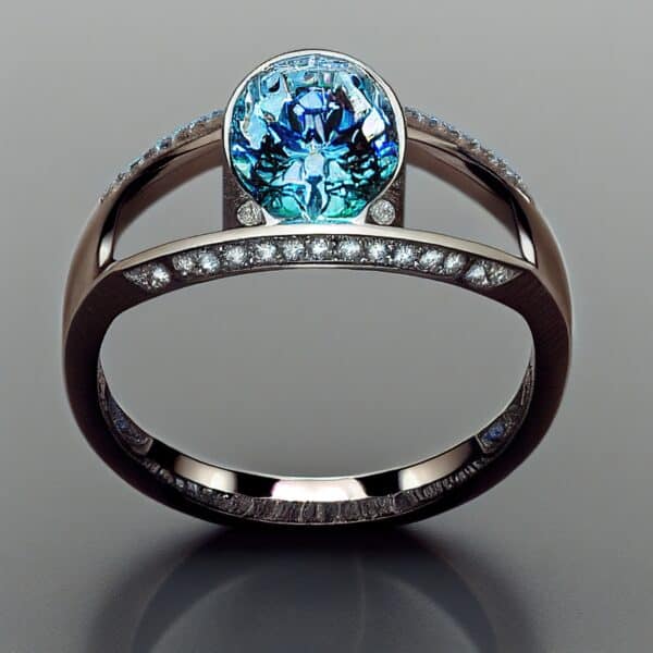 Blue Diamond Stone Brilliant Design Platinum Jewelry Ring Blue Diamond Stone Brilliant Design Platinum Jewelry Ring
