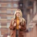 Blonde Woman Wearing In Stylish Coat In City Blonde Woman Wearing In Stylish Coat In City
